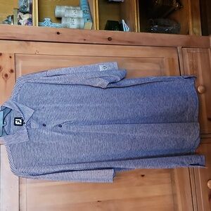 FootJoy Navy and White Striped Polo